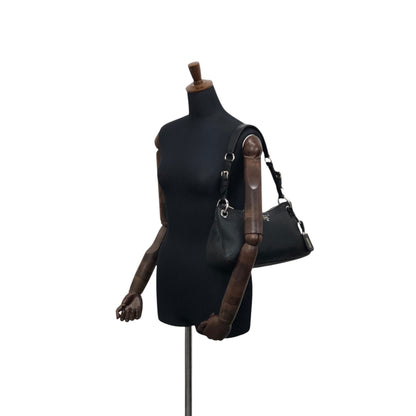 PRADA Logo Shoulder bag Hobobag Black Vintage 3hyfab