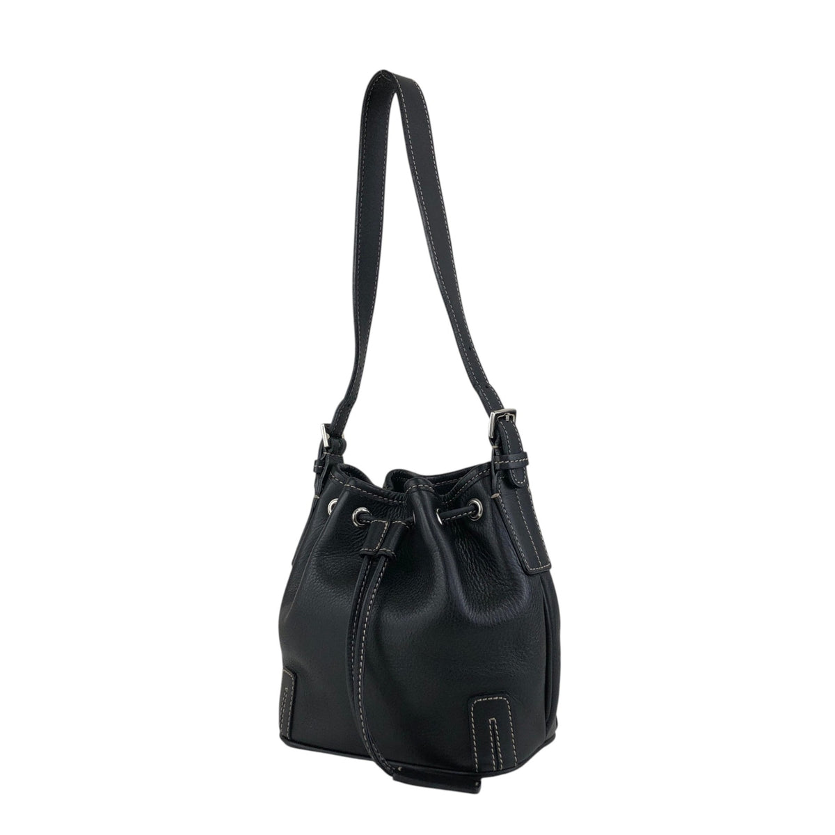 BURBERRY Logo Drawstring Shoulder bag Black Vintage phkwjb