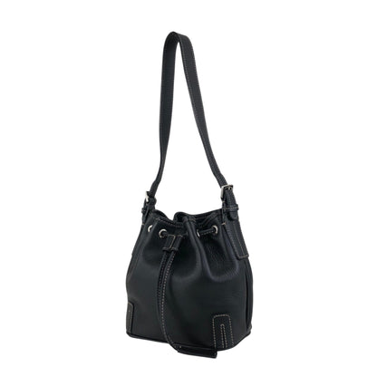 BURBERRY Logo Drawstring Shoulder bag Black Vintage phkwjb