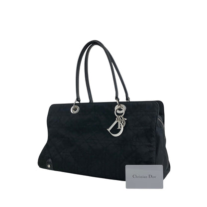 Christian Dior Cannage Logo Charm Handbag Black Vintage bceacw