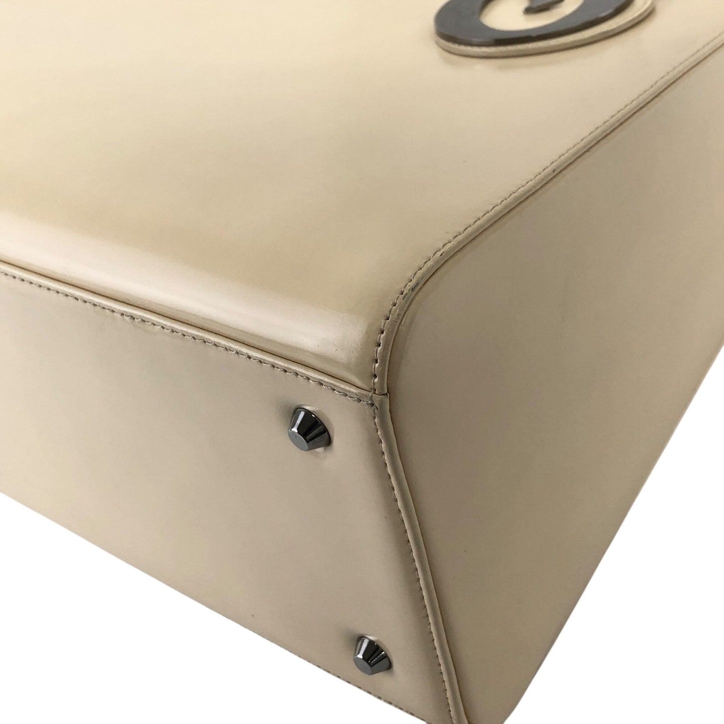 Christian Dior Lady Dior Logo Embossed Handbag Beige Vintage rnt3g4