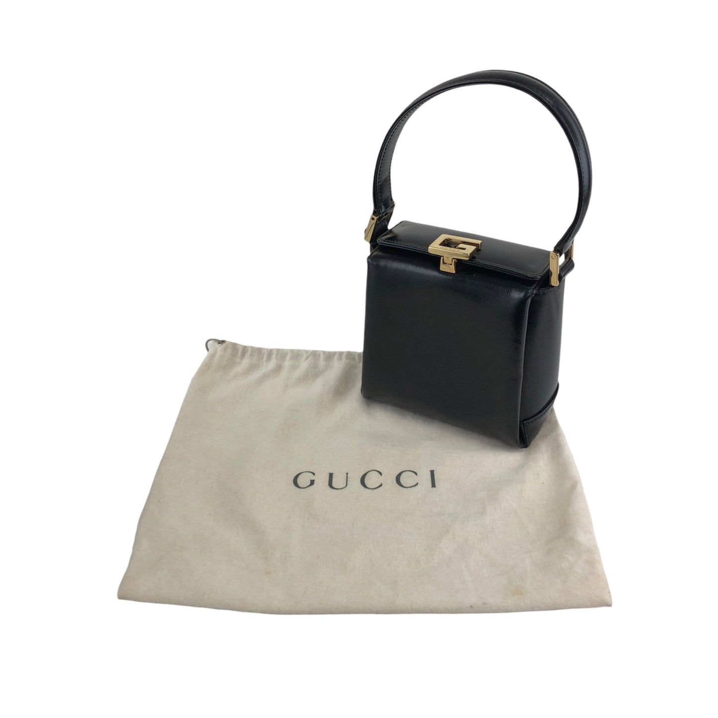 GUCCI Logo Small Handbag Black Vintage xwdrnw