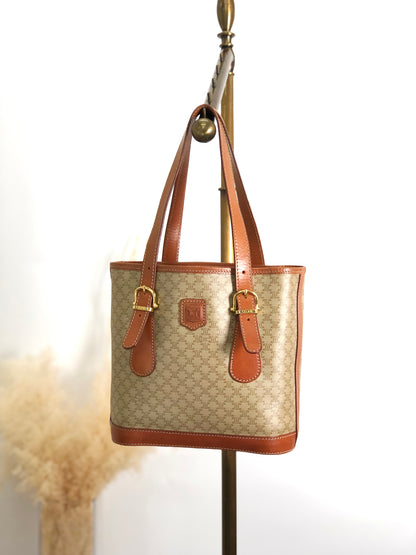 CELINE Macadam Blason Shoulder bag Totebag Beige Vintage arbnmz