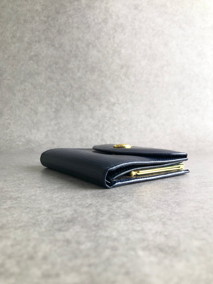 Christian Dior CD 標誌金屬扣折疊錢包海軍藍復古款 6c2pn7