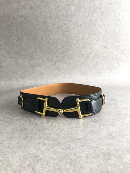 CELINE Horse Bit Belt Black Vintage 3xm745