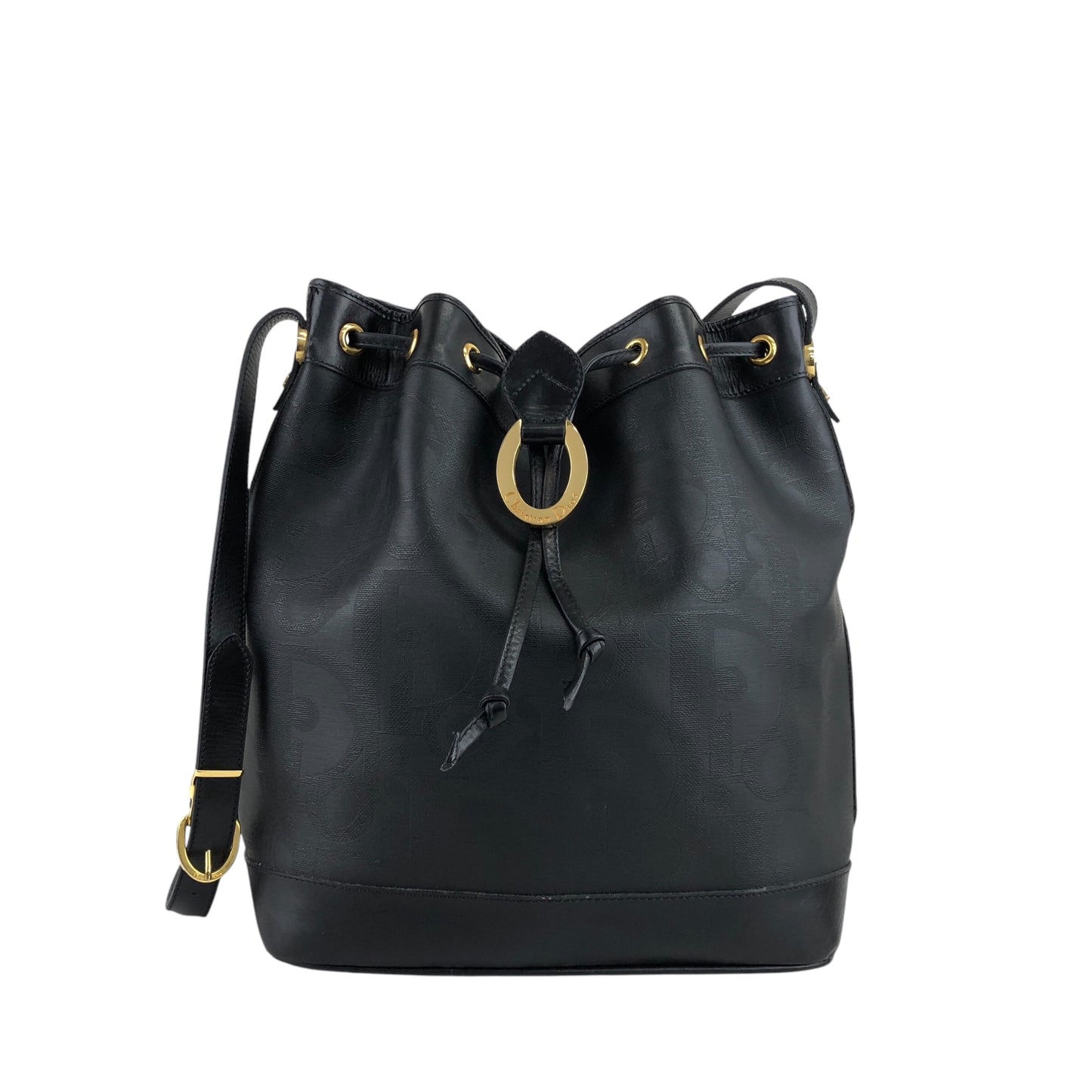 Christian Dior Drawstring Shoulder bag Black Vintage y4rbfw