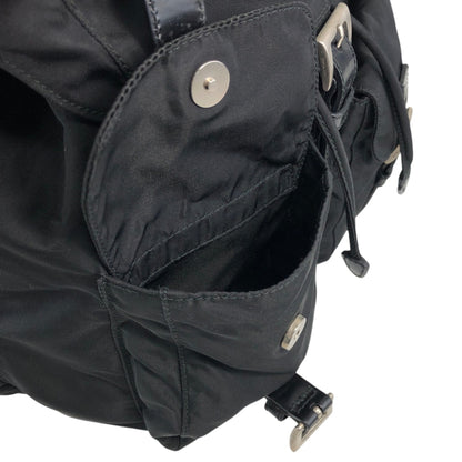 PRADA Tessuto Triangle Logo Double Pocket Backpack Black Vintage vjpnrf