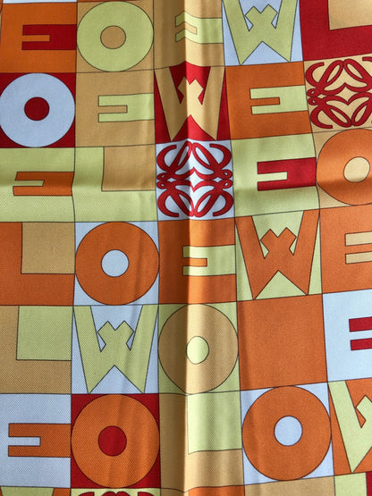LOEWE Anagram Logo SILK Scarf Orange Vintage hubgz2