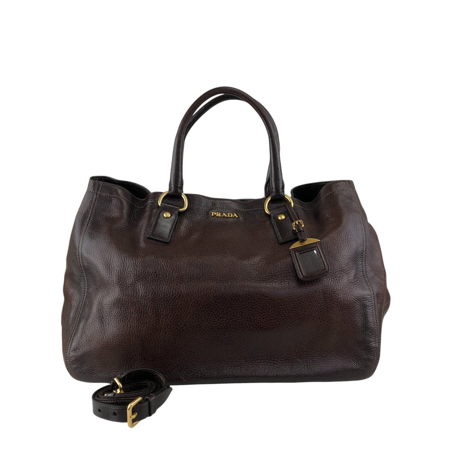 PRADA Logo Two-way Handbag Shoulder bag Brown Vintage ujn2cg