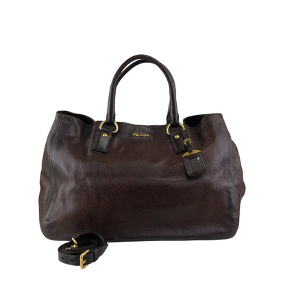 PRADA Logo Two-way Handbag Shoulder bag Brown Vintage ujn2cg