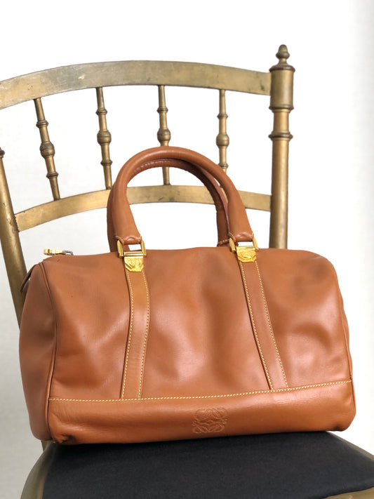 LOEWE Anagram Handbag Boston bag Brown Vintage ytueuz