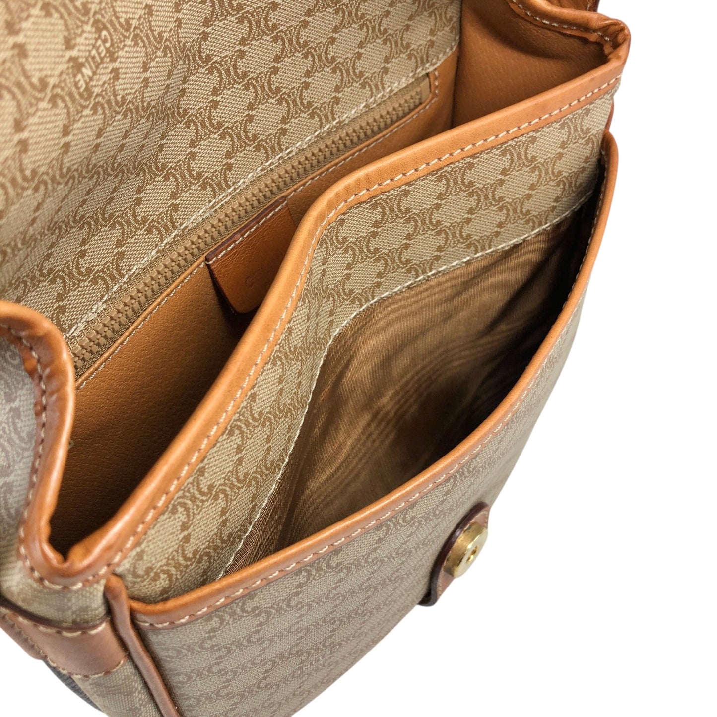 CELINE Macadam Front Buckle  Shoulder bag Beige Vintage nnbcwv