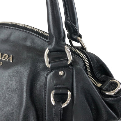 PRADA Logo Round Handbag Black Vintage 4frjvm