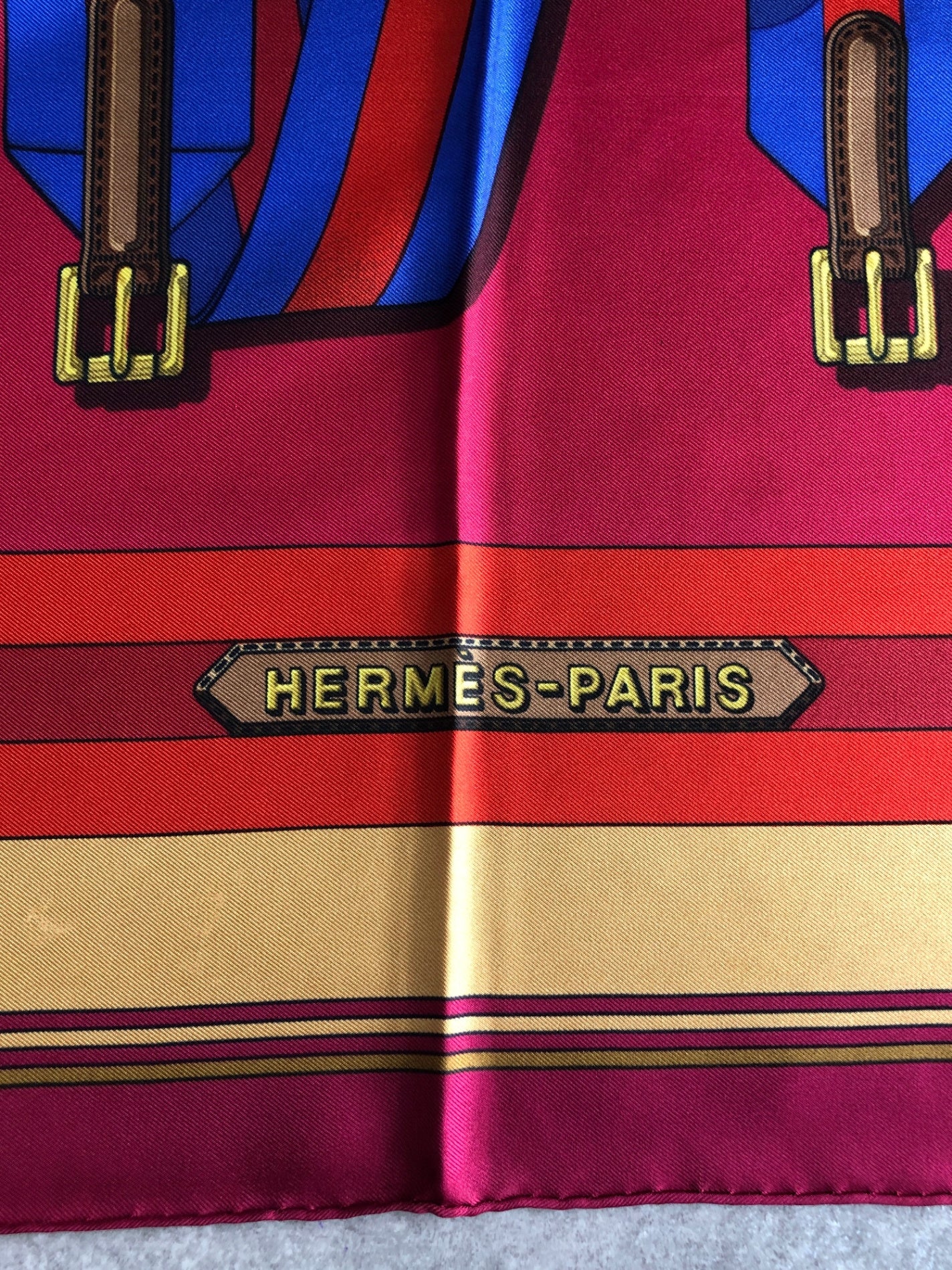 HERMES SILK Scarf Brown×Bordeaux Vintage xrkatw
