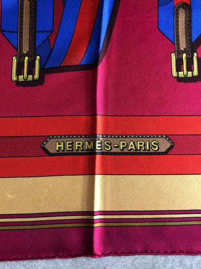 HERMES SILK Scarf Brown×Bordeaux Vintage xrkatw