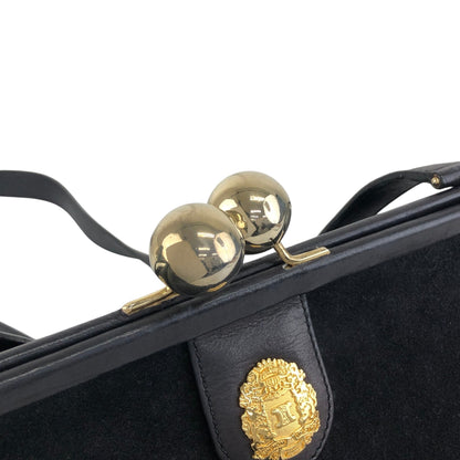 CELINE Triomphe Metal Closure Shoulder bag Black Vintage vxya2a