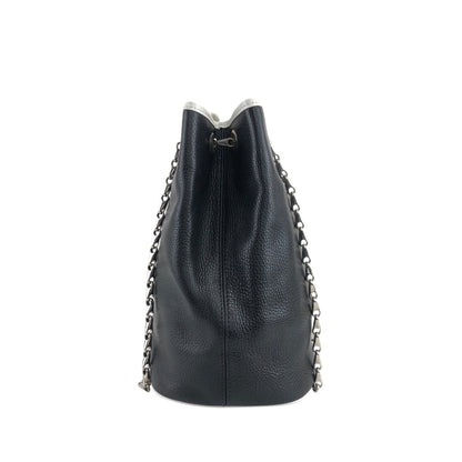 CELINE Drawstring Chain Shoulder bag Black Vintage xx4c6h