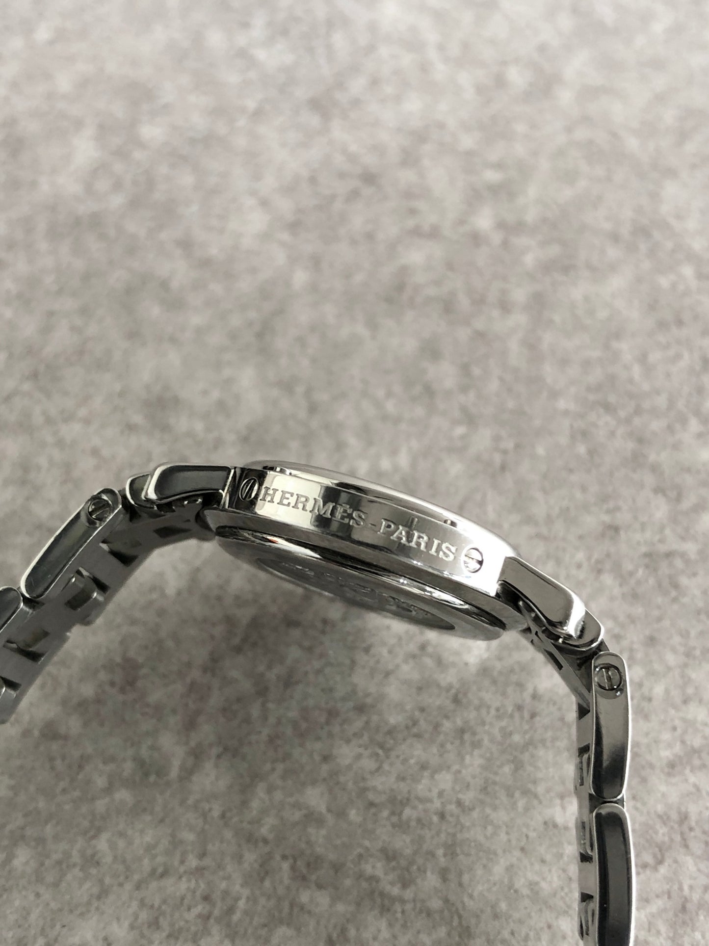 HERMES Logo Quartz Watch Silver Vintage bkagrp