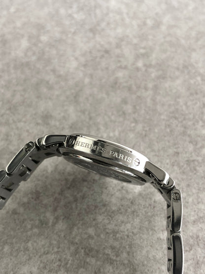 HERMES Logo Quartz Watch Silver Vintage bkagrp