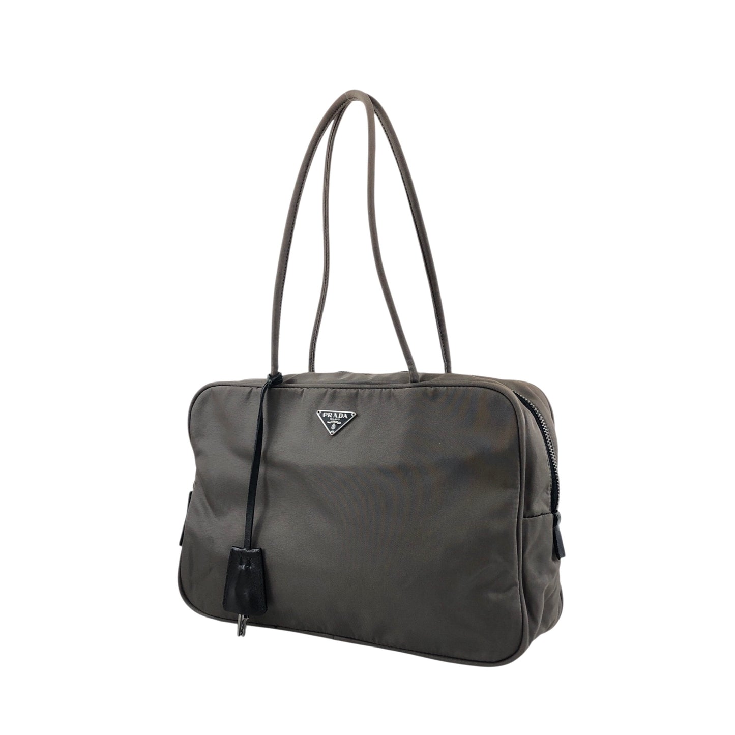 PRADA Tessuto Triangle Logo Totebag Gray Vintage 687jiy