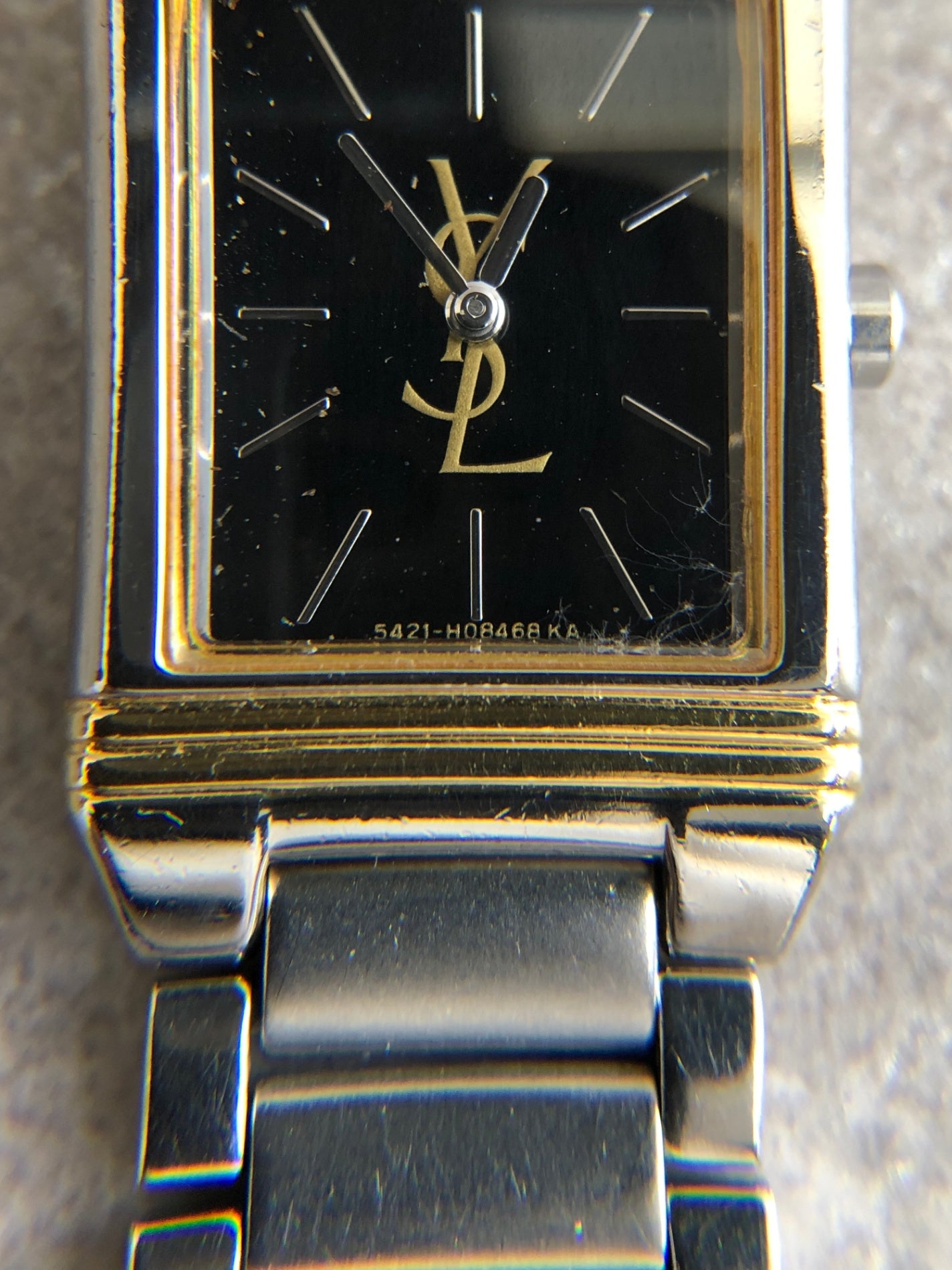 Yves Saint Laurent YSL Logo Quartz Watch Silver 5421-Ｈ04732Y Vintage x746s6