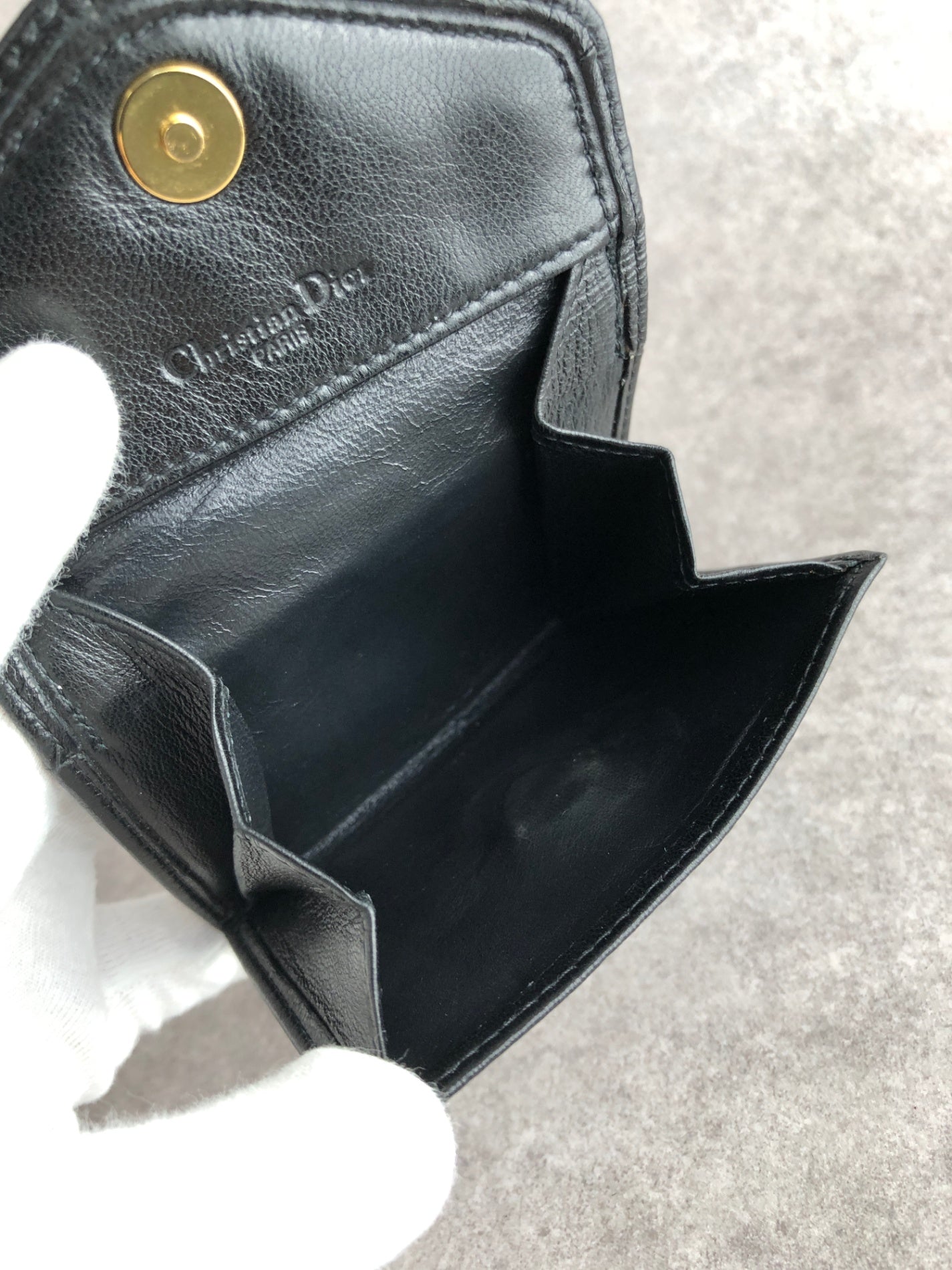 Christian Dior Logo Motif Coin Purse Black Vintage dzteww