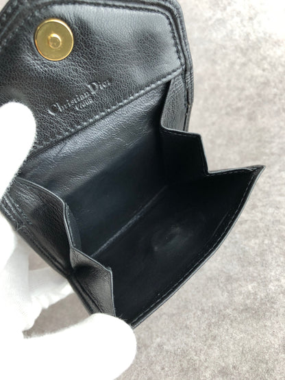 Christian Dior Logo Motif Coin Purse Black Vintage dzteww