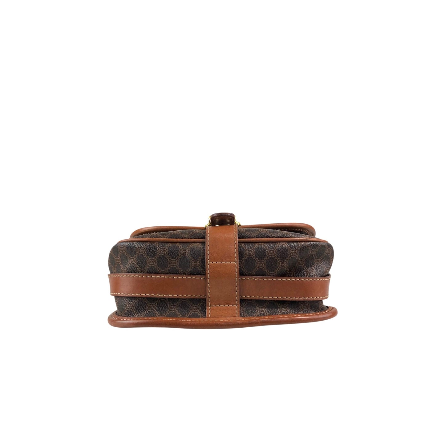 CELINE Macadam Blason Front Buckle Shoulder bag Brown Vintage v3jfnr