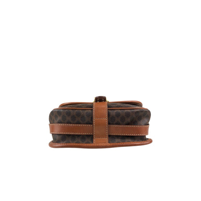CELINE Macadam Blason Front Buckle Shoulder bag Brown Vintage v3jfnr