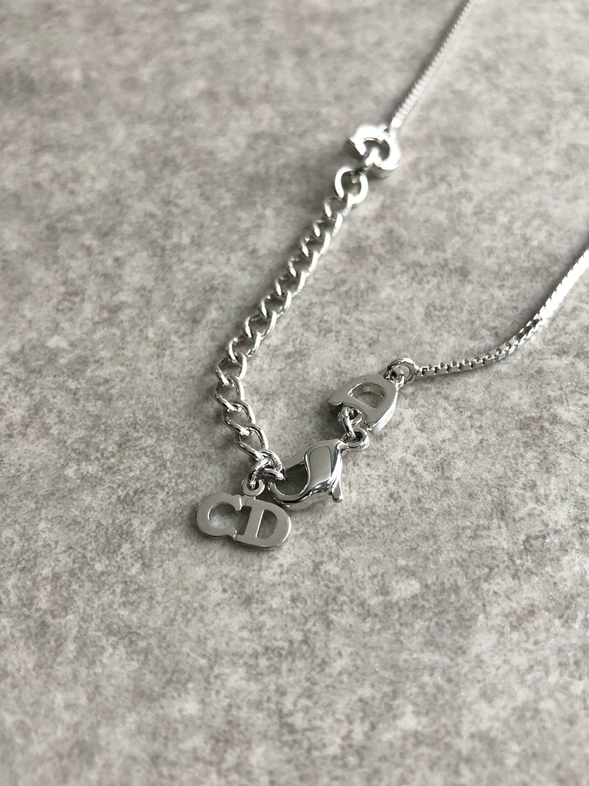 Christian Dior Cross Motif Necklace Silver Vintage 2v5a87
