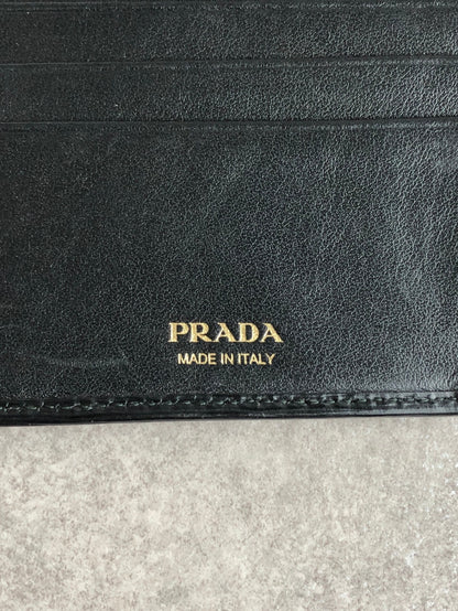 PRADA Logo Long Wallet Black Vintage yvkvsz