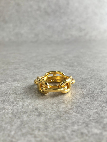HERMES Chaine d'ancre Scarf Ring Gold Vintage bh82w2