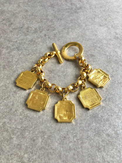 CELINE Logo Bracelet Gold Vintage esez5y
