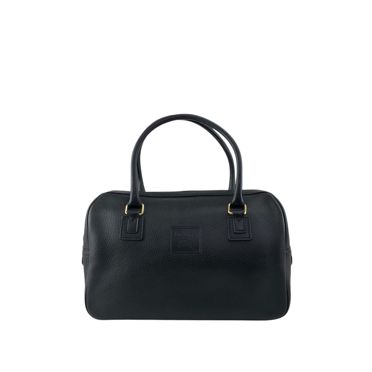 BURBERRY Logo Embossed Small Boston bag Handbag Black Vintage nyp64d