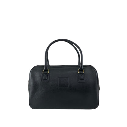 BURBERRY Logo Embossed Small Boston bag Handbag Black Vintage nyp64d
