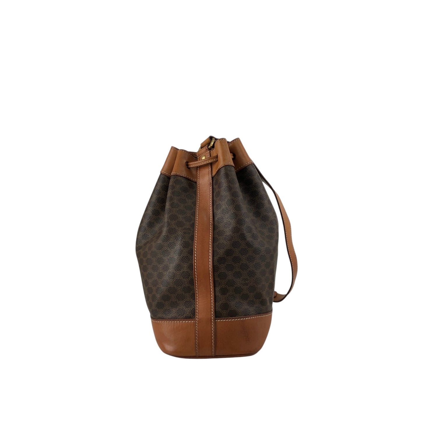 CELINE Macadam Drawstring Shoulder bag Brown Vintage v7knp2