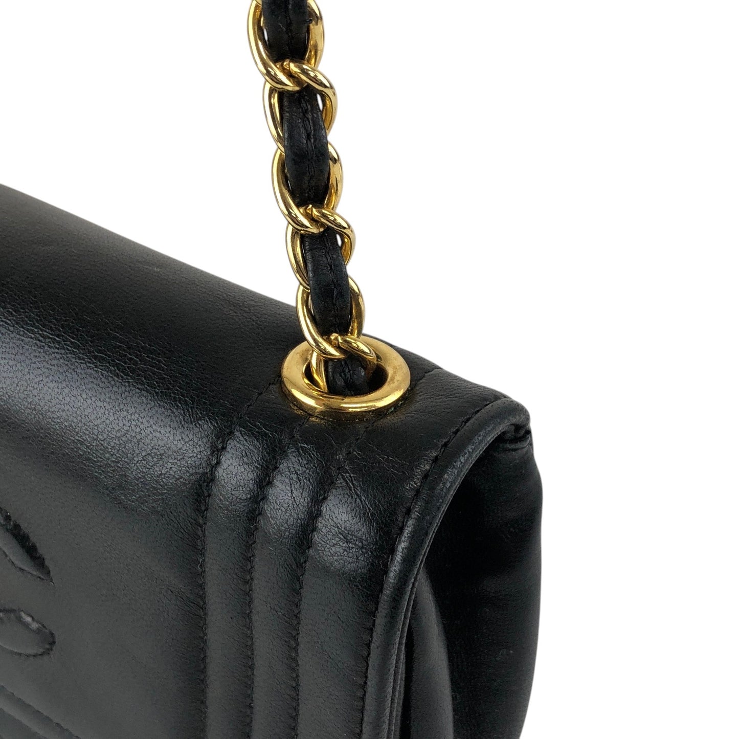 CHANEL Coco Mark Chain Shoulder bag Black Vintage p4crvh