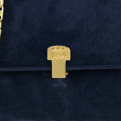 CELINE Blason Chain Shoulder bag Navy Vintage bppgsa
