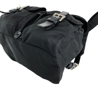 PRADA 三角形標誌雙口袋背包黑色復古 482mjk