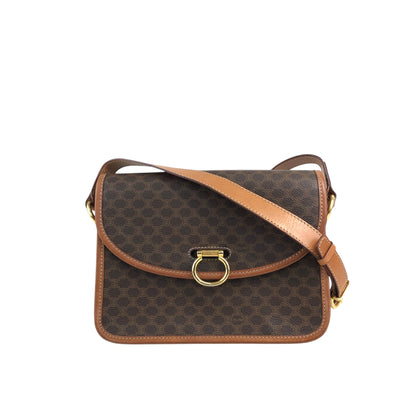 CELINE Macadam Horse Bit Shoulder bag Brown Vintage 3w54jc