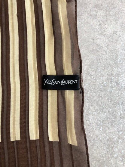 Yves Saint Laurent YSL Logo Scarf Brown Vintage m6dnrp