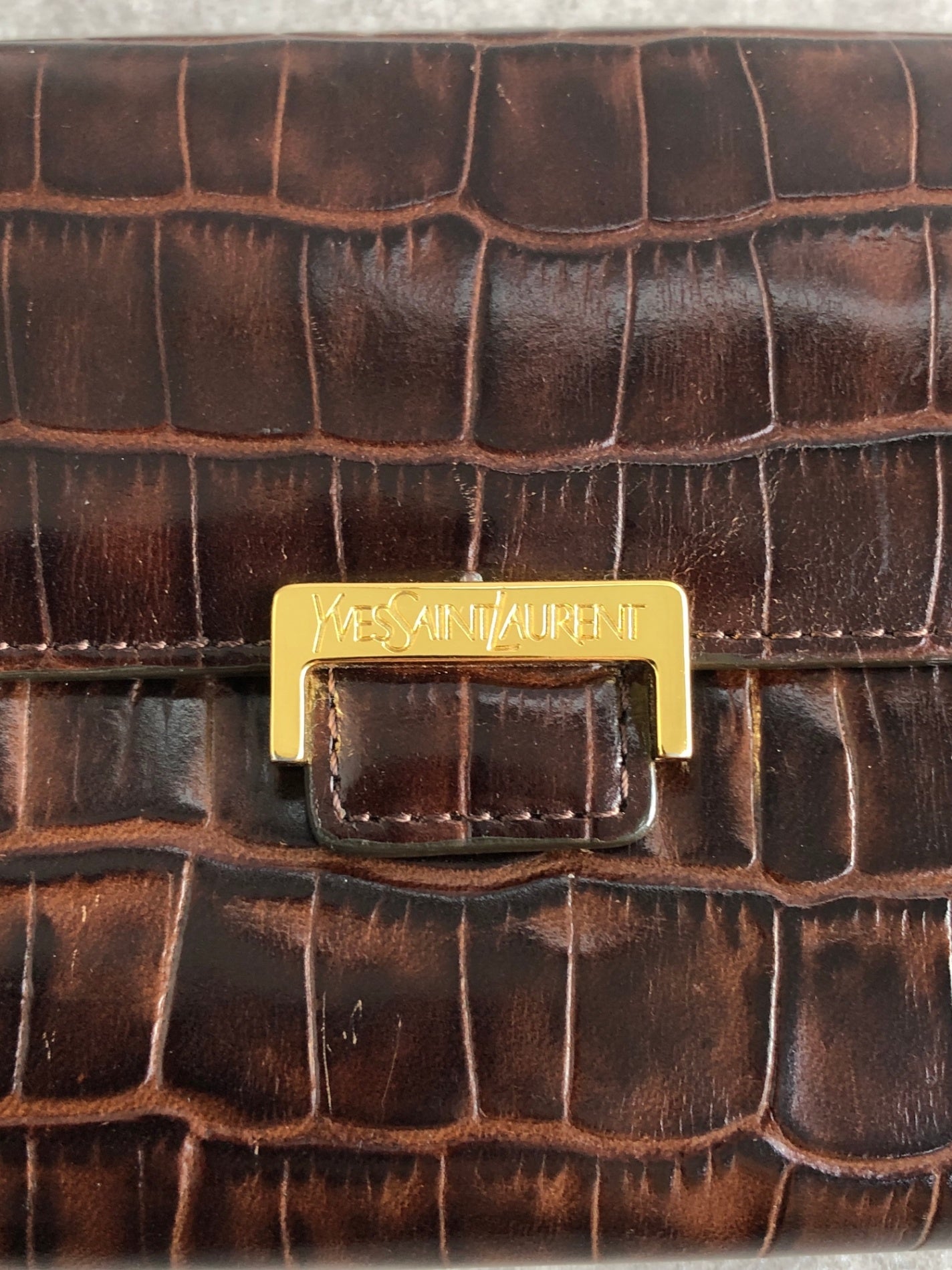 Yves Saint Laurent Logo Long Wallet Brown Vintage v4kc5e
