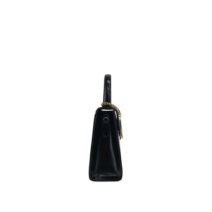 Yves Saint Laurent YSL Logo Charm Two-way Handbag Shoulder bag Black Vintage gmjhfk