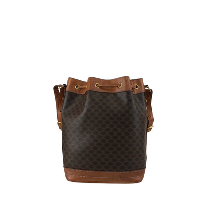 CELINE Macadam Blason Drawstring Shoulder bag Brown Vintage fmd3v6