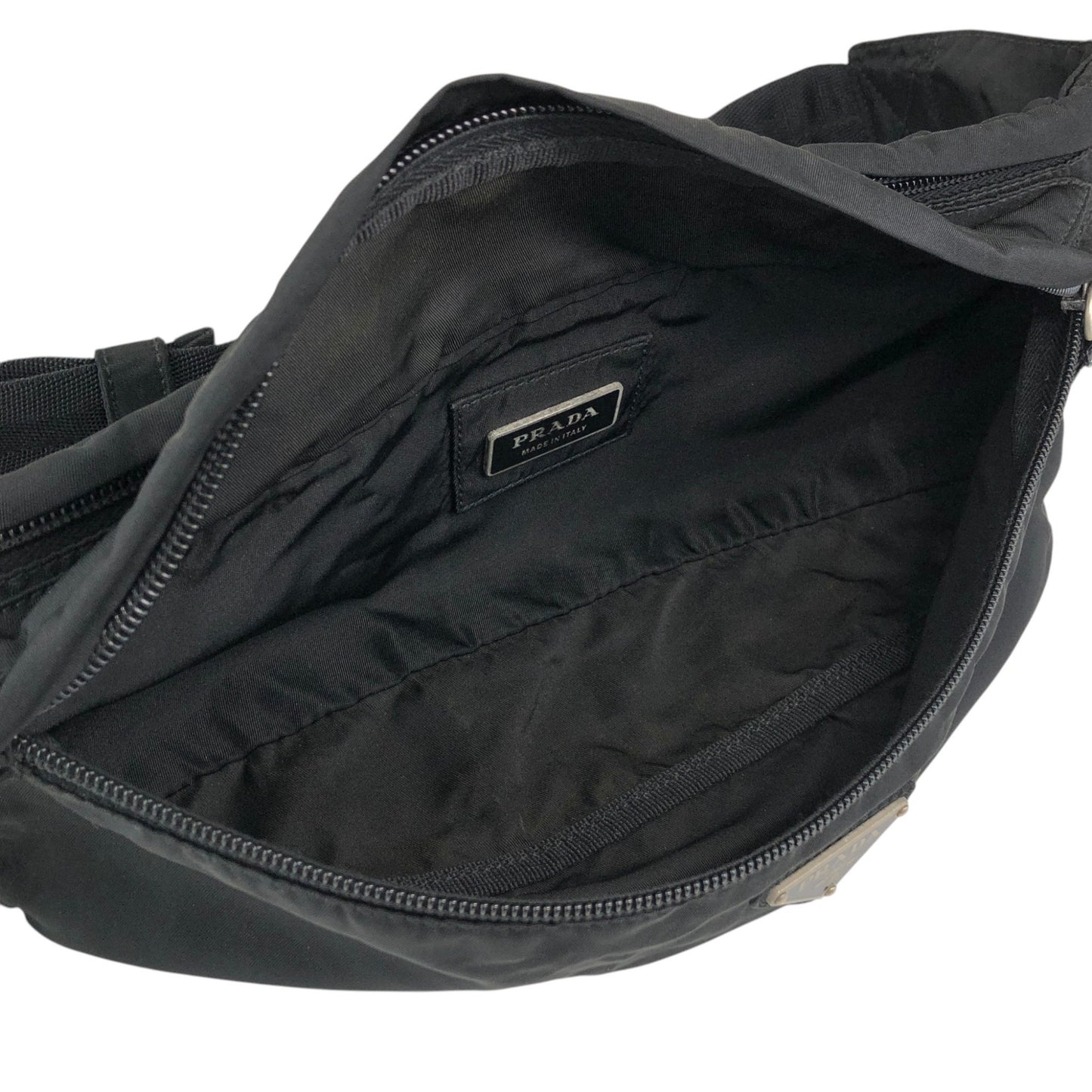 PRADA Tessuto Triangle Logo Sling bag Black Vintage cf6epr