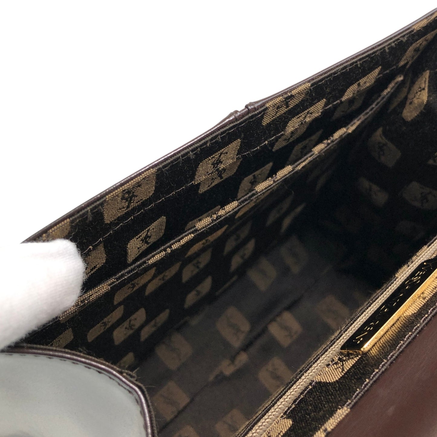 Yves Saint Laurent YSL Logo Shoulder bag Brown Vintage yeh3vd