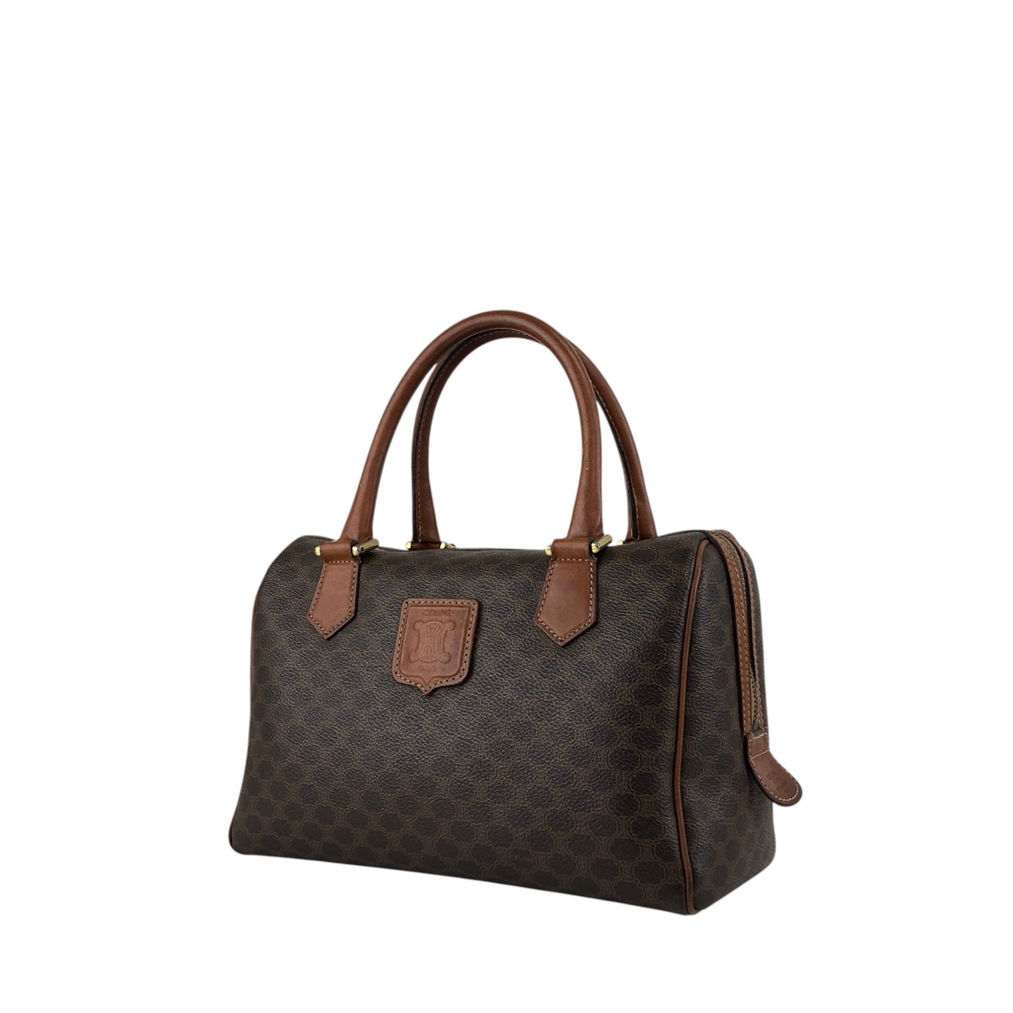 CELINE Macadam Blason Handbag Boston bag Brown Vintage u6p2h4