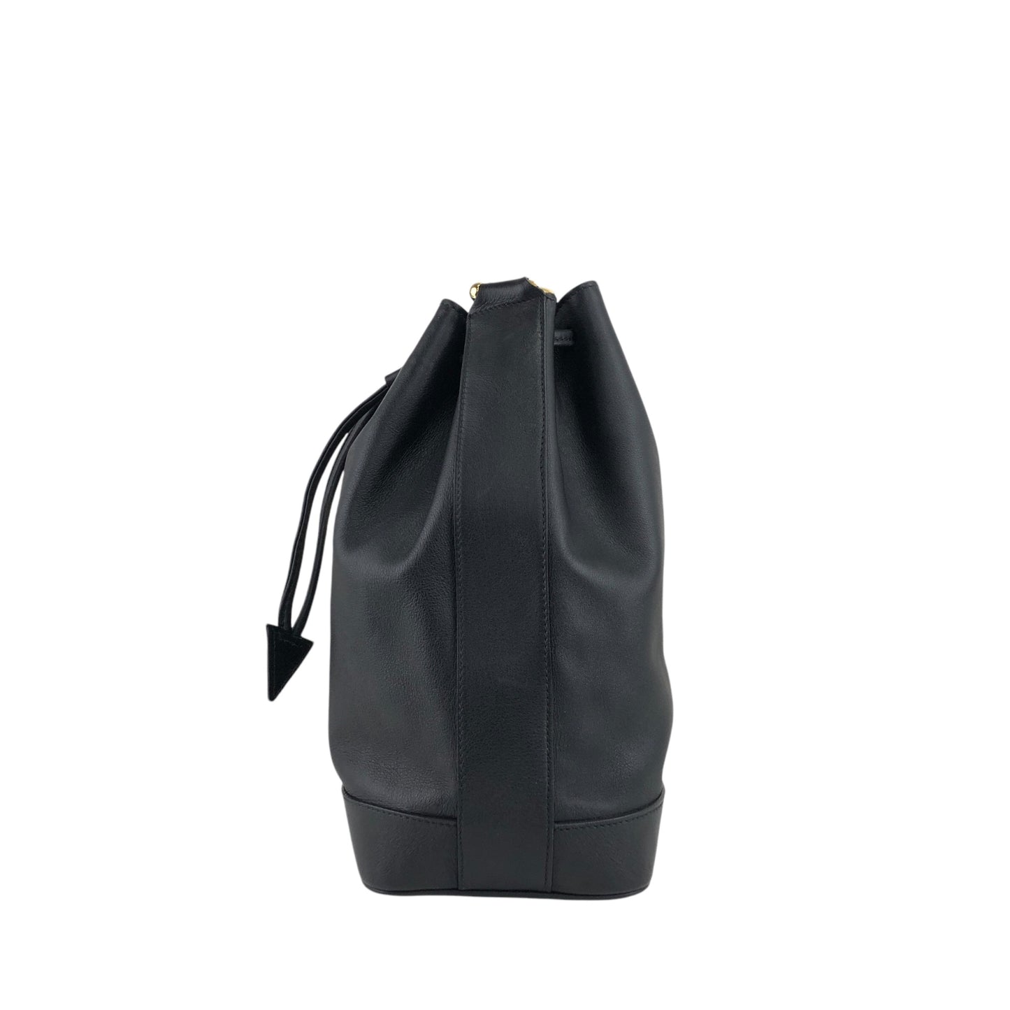 CELINE Gancini Drawstring Shoulder bag Black Vintage 4852gj