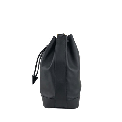 CELINE Gancini Drawstring Shoulder bag Black Vintage 4852gj
