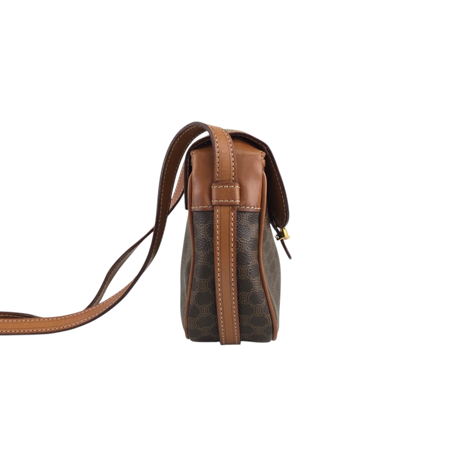 CELINE Macadam Horse Bit Shoulder bag Brown Vintage vxdzgh